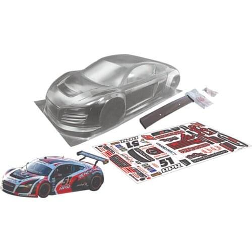 Team C Audi R8 PC Clear Body Shell W/ Sticker Fit For 1/10 Rc Drift Car Tamiya Hpi Hsp YOKOMO Flat Sport On Road Electric Cars