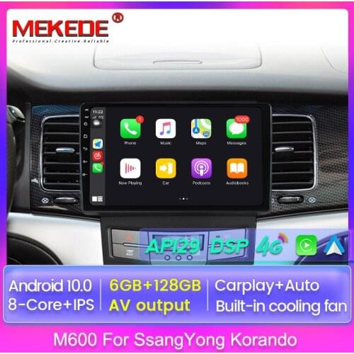 6GB+128GB Android 10.0 NO DVD 2 Din Car Radio Multimedia Video Player Navigation GPS for SSANGYONG KORANDO 2011-2013 Auto DSP