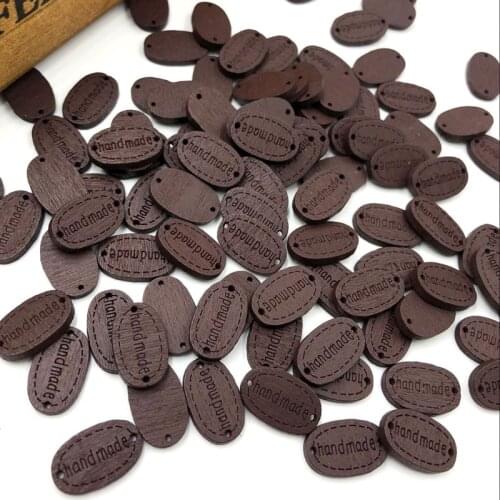 25/50/100pcs Brown 2 Holes Oval Shaped Wooden Button Label For Clothes DIY Decoration Sewing Accessories WB758