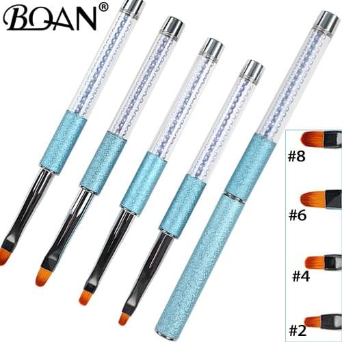 BQAN #2#4#6#8 Nail Art Brush Blue Pearl Oval Paint Acrylic Glitter Gel Polish Coat Extension Line Grid Petal French Nail Brush