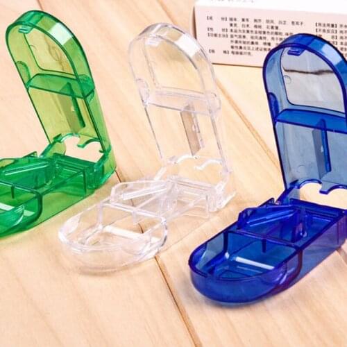Mini Medicine Pill Holder Portable Tablet Cutter Splitter Pill Case Storage Box Convenient Drug Box Home Decoration 3 Colors