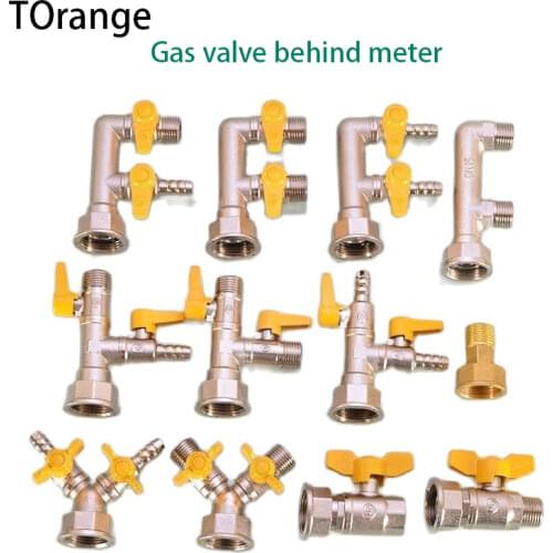 Brass Gas Meter Switch Connector One Point Two Way Natural Gas Meter Ball Valve Valve Three-way M30 Turn 1/2 Inch Gas Stove