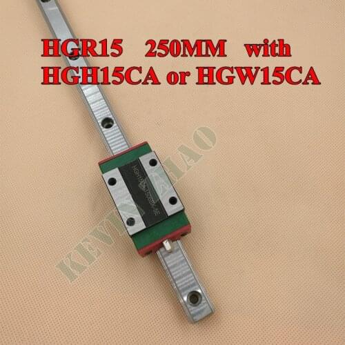 NEW HGR15 linear guide rail 250mm long with 1pcs linear block carriage HGH15CA or HGW15CA HGH15 CNC parts