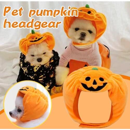 Cute Pet Hat Halloween Pumpkin Pet Dog Cat Hat Dress Up Headdress Small Dog Cat Cosplay Costume Decorative Hat #WT