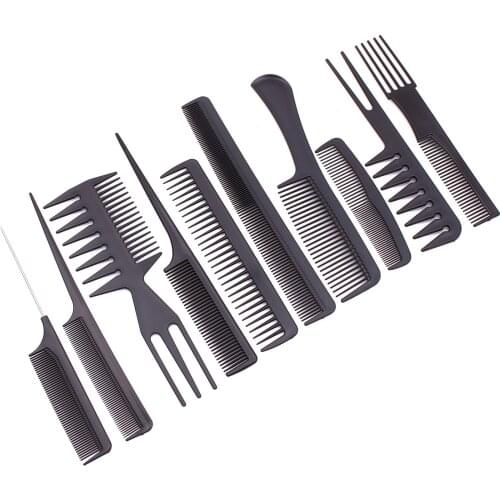 10 Pcs/Set * 100 Sets Plastic Black Combs Professional Hairdressing Combs Set Barber Salon Hair Perm / Dye Styling Tools 6706