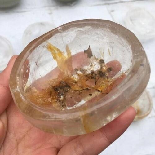 Natural Yellow gum flower bowl quartz crystals healing stones reiki home decoration for gifts