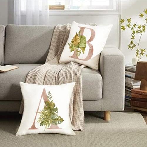 Tropical Plants Alphabet Print Pillowcase Decorative Sofa Bed Chair Throw Cushion Case Home Decor Bedoom Pillows Cover Cojines