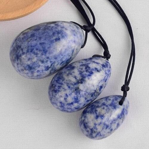 Yoni Jade Massage Eggs Natural Sodalite Crystal Stone for Kegel Exercise Pelvic Floor Muscle Tighten Vaginal Massage Ben Wa Ball