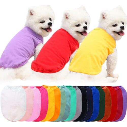 Dog Clothes Solid Color Cotton T-shirt Dog Shirt Cat Vest Multi-color Multi-size Pet Dog Cat Clothes