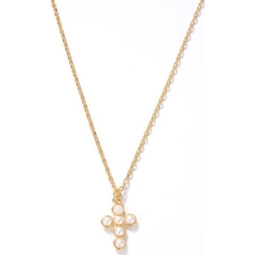 European and American retro cross natural freshwater bead necklace