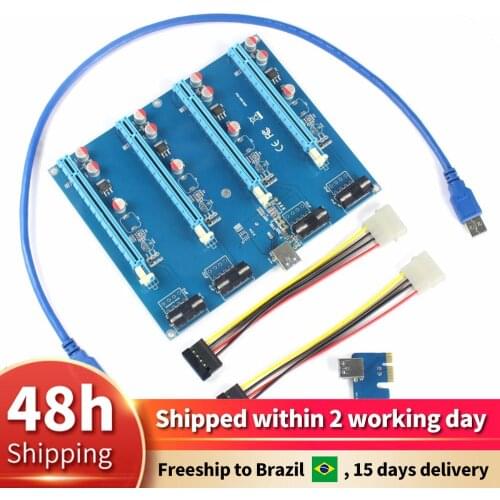 PCI-Express PCIe 1 to 4 PCI express 16X slots Riser Card PCI-E 1X to External 4 slot Adapter PCIe Port Multiplier for Mining