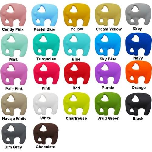 Chenkai 10PCS Silicone Elephant Teether DIY BPA Free Baby Animal Pacifier Dummy Nursing Soother Sensory charm toy Accessories