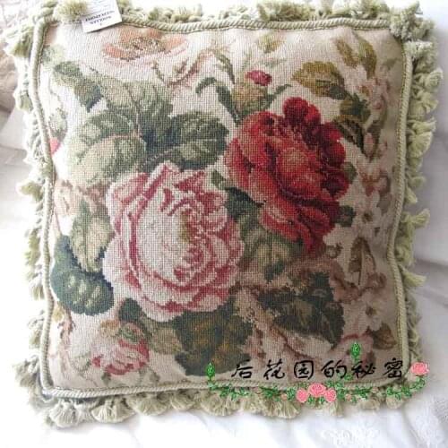 Needlepoint pillows [special] [meijia] All Wool Hand Embroidered Cushion Cover