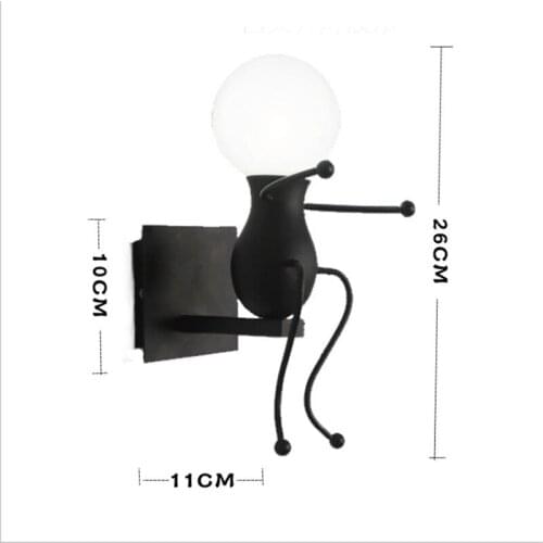 Retro Cartoon Robot E27 Wall Light American Country Creative Iron Led Wall Lamp For Children Room Bedroom Bedside Aisle Cafe Bar