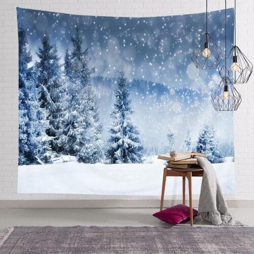 Christmas Tapestry Fireplace Style Warm Feeling Beautiful Home Decoration Cool Polyester Thin Christmas Wall Hanging Cloth