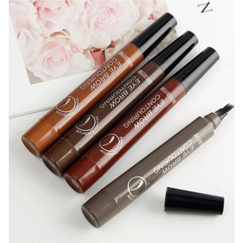 5 Colors Eyebrow Pen Waterproof 4 Fork Tip Eyebrow Waterproof Brow Pen Liquid Ink 3D Make-up Tool Support Dropship