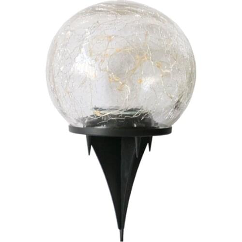 Garden Lights Cracked Glass Ball Floor Lamp For Path Yard Lawn Illumination Waterproof Home Outdoor Lighting Solar Power
