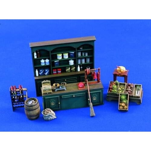 Scene model resin shelf counter and sundries combination 1:35