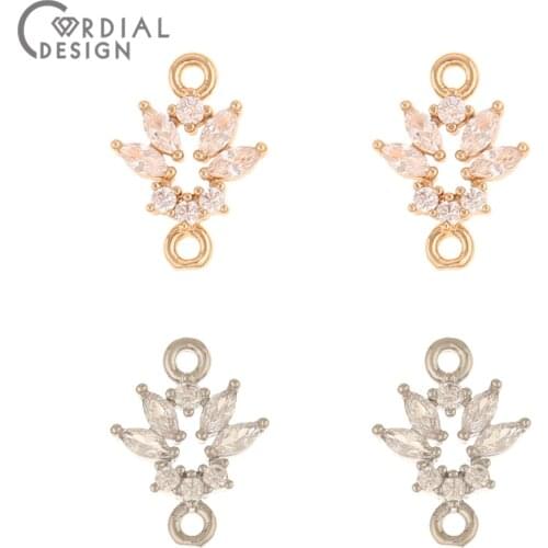 Cordial Design 50Pcs 11*15MM DIY Making/Earring Accessories/CZ Charms/Connectors/Pendant/Jewelry Findings & Components/Hand Made