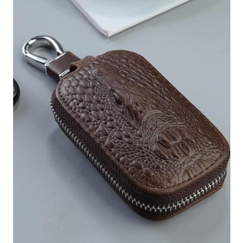 Car Key Pouch Bag Genuine Leather Crocodile Key Ring Chain Holder Casual Keyholder Keychain for Men Women New Fashion 2020