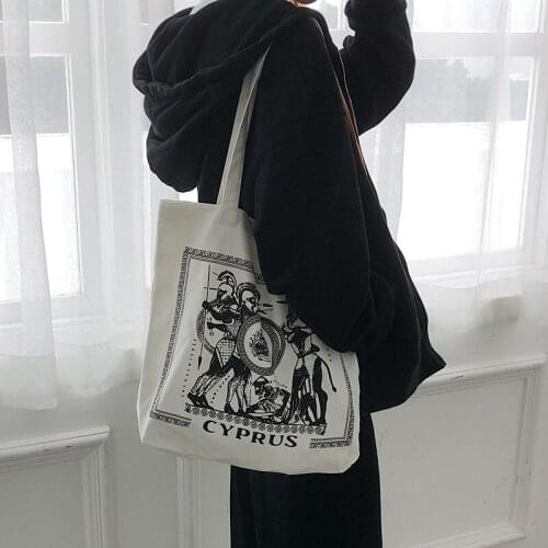 Womens Canvas Tote Bags Korean Students Shoulder Cotton Cloth Shopping Bag Eco Foldable Shopper Bag Female Handbag for Girls