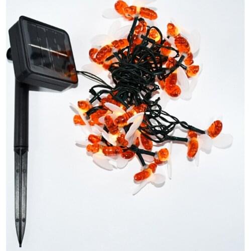 7m 50led Bee Solar String LED Decor Lights Fairy Lights Copper Wire Light String Xmas Garland Home Party Decorative