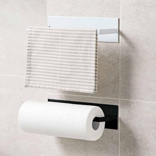 1pc Paper Roll Rack Kitchen Accessories Under Cabinet Towel Holder Tissue Hanger Storage Rack Bathroom Toilet Organizer Shelf