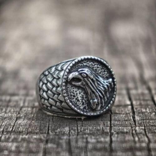 Vintage Mens Stainless Steel Ring Animal Eagle Classic Punk Gothic Party Locomotive Ring Jewelry