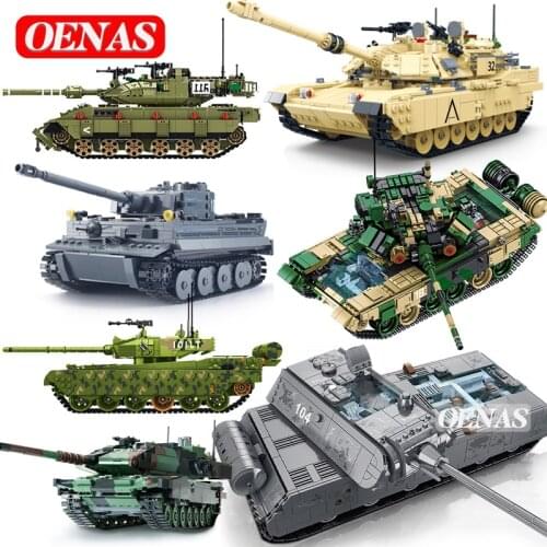 War Military Army Loepard 2 II Type 99 T90 T34 Main Tank Model Action Figures DIY Building Block Kids Boys Toys Children Gift