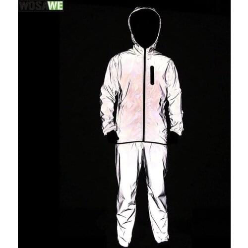 WOSAWE Full Reflective Cycling Pants Night Sports Windproof Waterproof Casual Pants