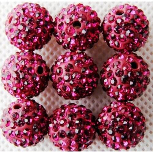 Wt2 12mm 50pcs/lot Micro Pave CZ Disco Best Rose Ball Beads For crystal Jewelry Making