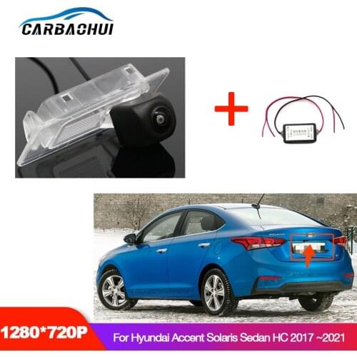 Car Reverse Rear View Camera For Hyundai Accent Solaris Sedan HC 2017 2018 2019 2020 2021 Night vision Waterproof full HD ccd