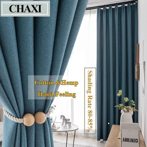 CHAXI Faux Linen 80%-85% Blackout Curtains for Living Room Modern Bedroom Window Curtains kitchen Curtains Blinds Custom Made