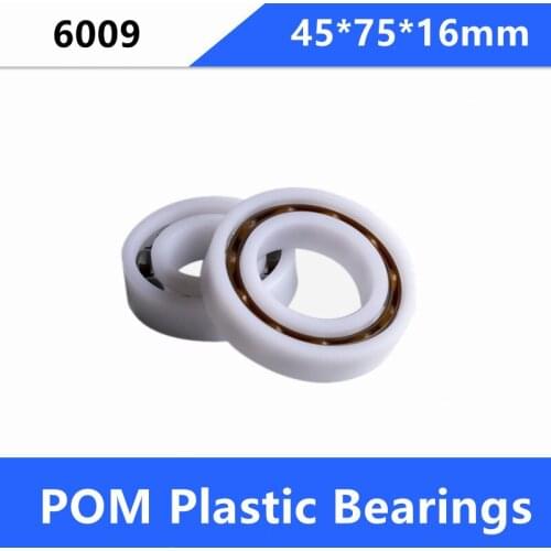 10pcs/lot POM 6009 45*75*16 mm POM plastic with Glass balls Nylon Cage deep groove ball bearing 45×75×16mm