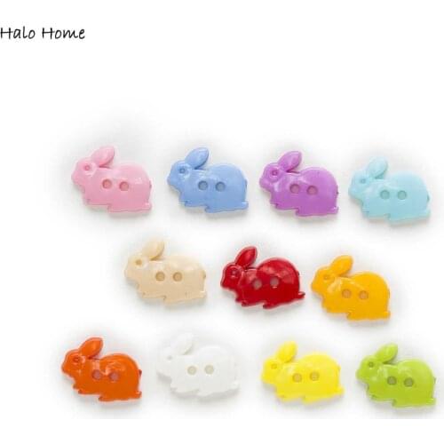 100 Pcs Top Quality Cartoon Rabbit 2 Holes Mixed Acrylic Buttons Sewing Scrapbook Decorative Clothing DIY Making 17x13mm