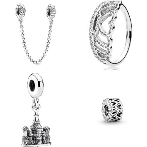 KAKANY 2020 Chinese New Year, Valentines Day, Beads & Pave Safety Chain Hollow Hand-painted Heart-shaped Gasket Charm Gift