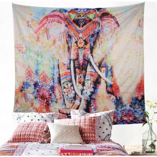 Elephant Tapestry Colored Printed Decorative Mandala Tapestry Watercolor 130cmx150cm 150cmx200cm Boho Wall Carpet