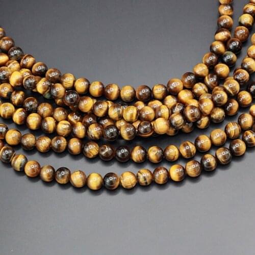 4-12MM Round Yellow Tiger Eye Beads Natural Stone Beads and Beads for Jewelry Making DIY Bracelet Necklace Jewelery Strand 15"
