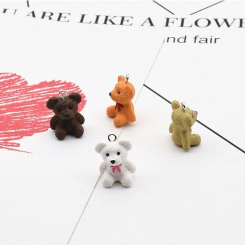 6pcs /8pcs 3D Bow Bear Resin Charms Pendant Cabochon for Earring Keychain DIY Decoration Fashion Jewelry Accessories 20x15mm