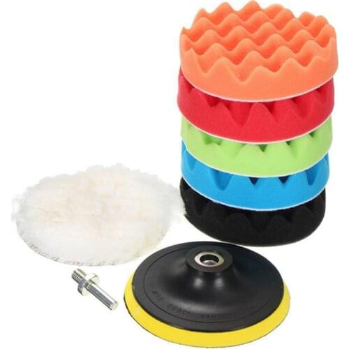 7 inch 8pcs M14 Car Polishing Waxing Sponge Wheel Wool Pad Polishing Sucker Wool Ball Washable And Reusable Polishing Kit