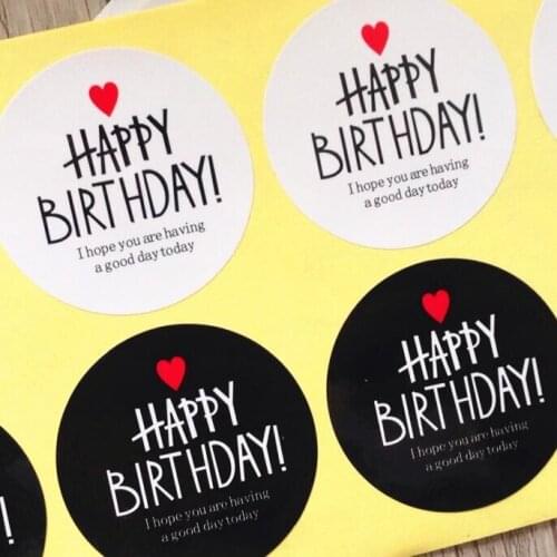800pcs/lot Simple style HAPPY BIRTHDAY With Red Heart design Decorative Gifts Baking Stationery Stickers