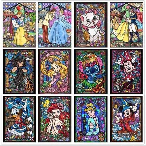 Disney Mickey Minnie Pooh DIY 5D Diamond Painting Cartoon Princess Diamond Mosaic Cross Stitch Kits Home Decoration Gift