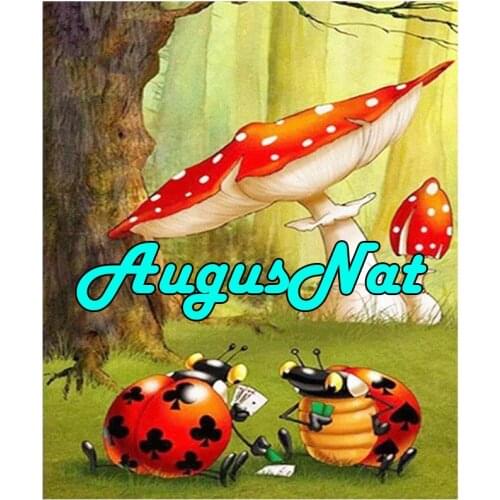 Mushroom diamond painting full square ladybugs daimond embroidery cartoon insect pebble beads picture diamant mosaic stickers