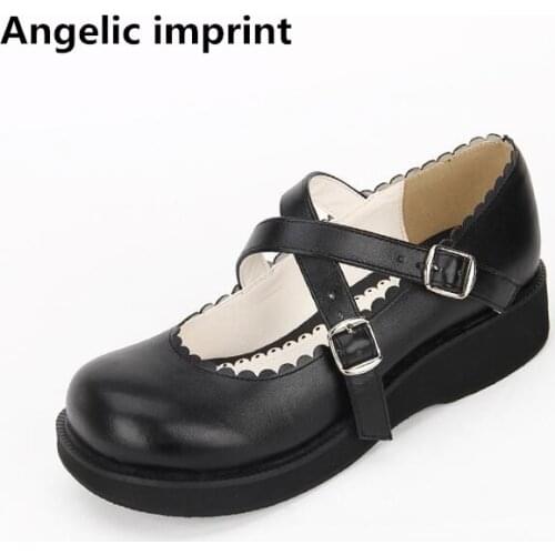 Angelic imprint mori girl lolita shoes woman cosplay shoes lady low heels Pumps women princess dress shoes lovely buckle 35-39