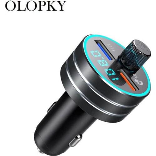 Dual USB Car Charger Car Buletooth Handsfree Kit FM Transmitter Mp3 Bluetooth Player with Music Rhythm Lights 3.0A Quick Charge