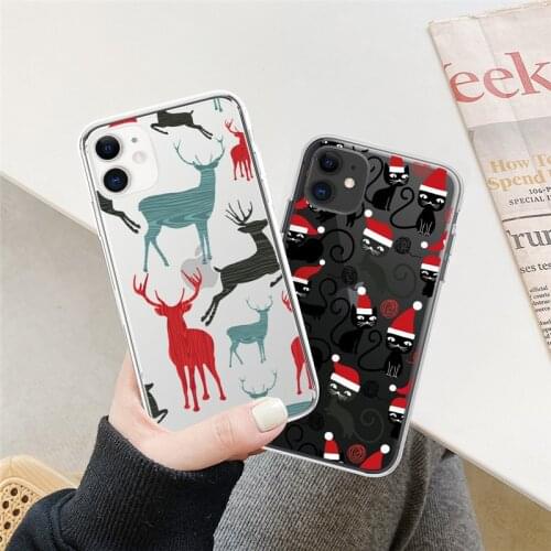 LUPWAY Cartoons Santa Claus Phone Case For iPhone 11 12 Pro Max XR X XS Max 6 6s 7 8 Plus SE 2020 Clear Christmas Soft TPU Cover