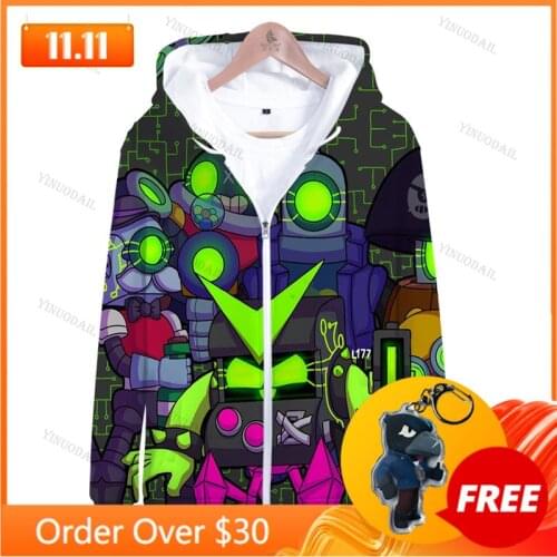 Browlings 3 To 14 Years Spike Kids Hoodies Browlers 3D Printed Sweatshirt Boys Girls Cartoon Star, Jacket Tops Teen Clothes