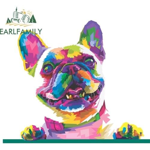 EARLFAMILY 13cm x 11.1cm for Colorful French Bulldog Auto Car Assessoires Stickers Camper Decal Motorcycle RV JDM Vinyl Decor
