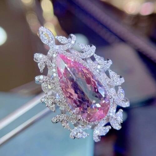 H327 Morganite Ring 5.8ct Fine Jewelry 18K Gold 100% Natural Pink Beryl Heliodor Morganite Jewellery for women Fine Ring