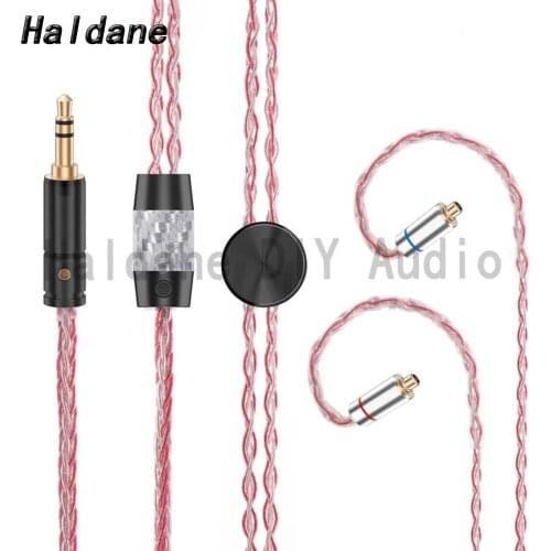 Haldane HIFI 3.5/2.5/4.4 Balanced（Soft Red Silver 1.2m）7nOCC Silver Plated Headphone Upgrade Cable MMCX Connector Headphone Plug
